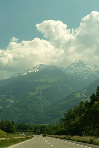 Oberriet Suíça Junho 2021 Paisagem Alpina Com Nuvens Céu Dia — Fotografia de Stock