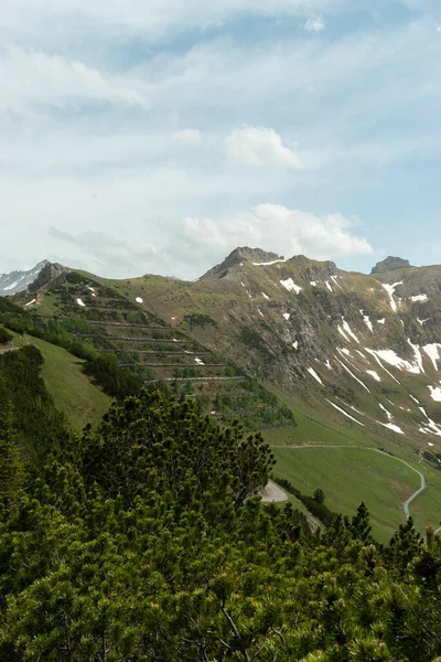 Sareis Liechtenstein Juni 2021 Bergpanorama Een Bewolkte Dag — Stockfoto
