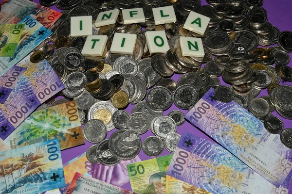 Vaduz Liechtenstein 2021 November Svájci Valuta Számlák Készpénzben Infláció Szóval — Stock Fotó