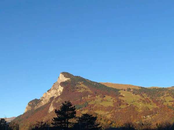Balzers Liechtenstein Października 2021 Widok Szczyt Góry Gonzen Szwajcarii — Zdjęcie stockowe