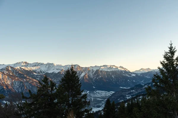 Landquart Sviçre Aralık 2021 Akşam Havası Pizalun Dağı Nın Zirvesinden — Stok fotoğraf