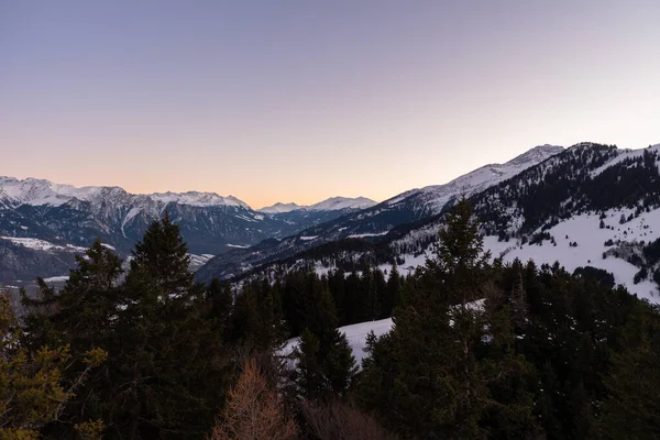 Landquart Switzerland December 2021 View Peak Mount Pizalun Colored Rhine — стокове фото