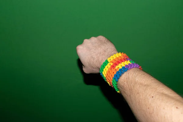 Vaduz Liechtenstein December 2021 Wristband Rainbow Colors Human Arm — 图库照片