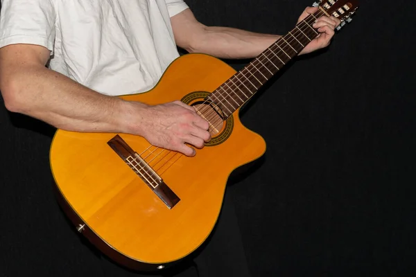 Vaduz Liechtenstein December 2021 Guy Spanish Guitar Performing Alone — стоковое фото