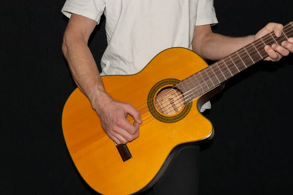 Vaduz Liechtenstein December 2021 Guy Spanish Guitar Performing Alone — Stock Photo, Image