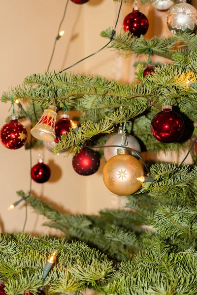 Liechtenstein December 2021 Christmas Tree Decorated Many Beautiful Ornaments — Foto Stock