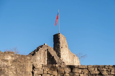 Schellenberg, Lihtenştayn, 31 Aralık 2021 Orta Çağ 'dan kalma tarihi şato harabesi