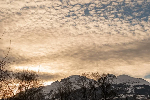 Vaduz Liechtenstein December 2021 Cloud Scenery Late Afternoon Majestic Alps — Fotografia de Stock