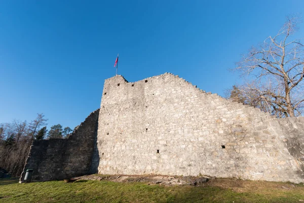 Schellenberg Liechtenstein December 2021 Historic Old Castle Ruin Mid Age — стоковое фото