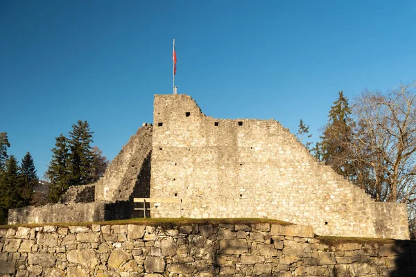 Schellenberg Liechtenstein December 2021 Historic Old Castle Ruin Mid Age — стоковое фото