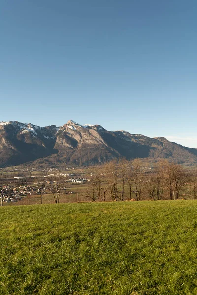 Schellenberg Liechtenstein December 2021 Beautiful Alpine Panorama View Swiss Mountains — Zdjęcie stockowe