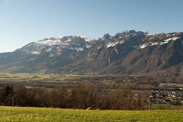 Schellenberg Liechtenstein December 2021 Beautiful Alpine Panorama View Swiss Mountains — Stock Photo, Image