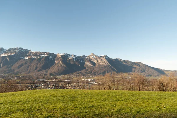 Schellenberg Liechtenstein December 2021 Beautiful Alpine Panorama View Swiss Mountains — стокове фото