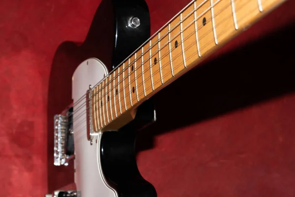 stock image Vaduz, Liechtenstein, January 13, 2022 Product shot of a mexican Telecaster electric guitar in black and white