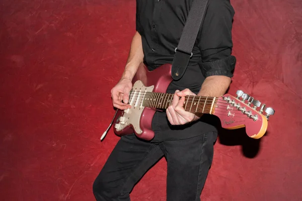 Vaduz Liechtenstein January 2022 Musician Plays Fender Stratocaster Usa Crafted — 스톡 사진