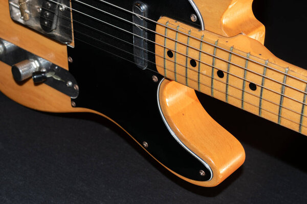 Vaduz, Liechtenstein, January 14, 2022 Product shot of a natural Telecaster electric guitar crafted in USA 1971