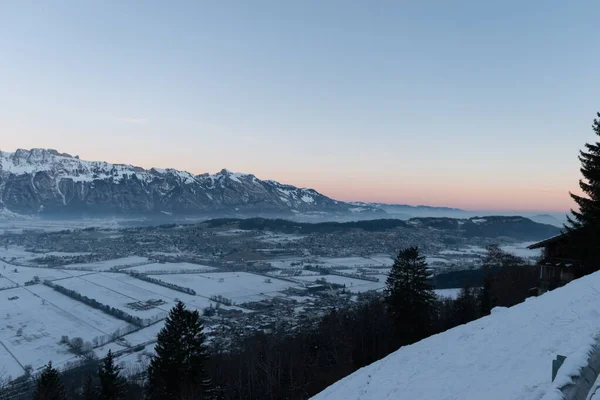 Planken Liechtenstein Січня 2022 Terrific Swiss Mountain Panorama Rhine Valley — стокове фото