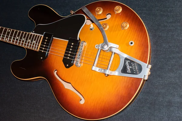 Vaduz Liechtenstein Januari 2022 Elektrische Gitaar Gibson 330 Made Usa — Stockfoto