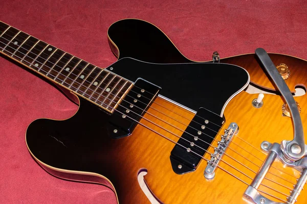 Vaduz Liechtenstein January 2022 Electric Guitar Gibson 330 Made Usa — 스톡 사진