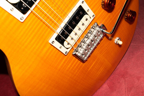 Vaduz, Liechtenstein, January 27, 2022 PRS SE Santana electric guitar in the color yellow product shot