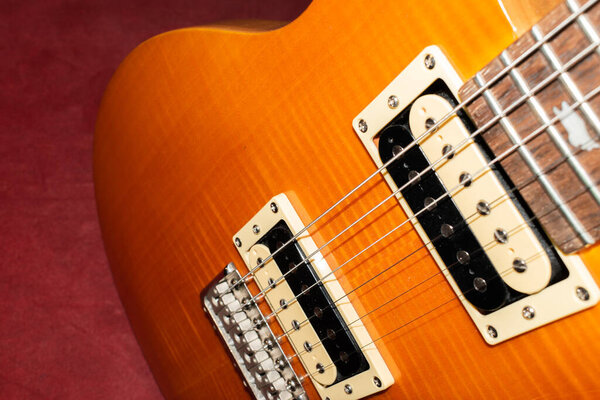 Vaduz, Liechtenstein, January 27, 2022 PRS SE Santana electric guitar in the color yellow product shot