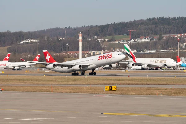 Zürich Schweiz Februari 2022 Swiss International Airlines Airbus A340 313 — Stockfoto