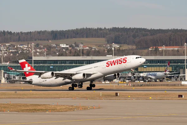 Zürich Schweiz Februari 2022 Swiss International Airlines Airbus A340 313 — Stockfoto