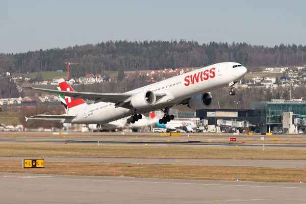 Zürich Schweiz Februari 2022 Swiss International Airlines Boeing 777 300Er — Stockfoto