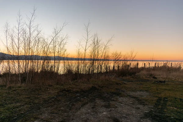 Altenrhein Zwitserland Februari 2022 Mooie Kleurrijke Lucht Zonsondergang Aan Het — Stockfoto