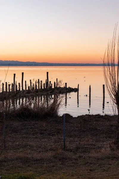 Altenrhein Suíça Fevereiro 2022 Céu Lindo Colorido Após Pôr Sol — Fotografia de Stock