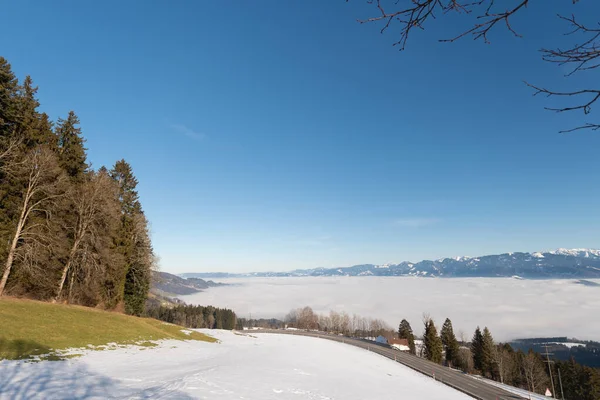 Gais Appenzell Switzerland January 2022 Foggy Day Swiss Austrian Rhine — Stock Fotó