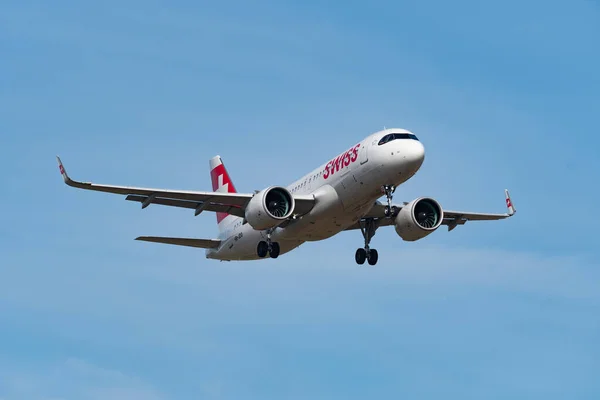 Цюрих Швейцария Февраля 2022 Года Авиакомпания Swiss International Airlines Airbus — стоковое фото