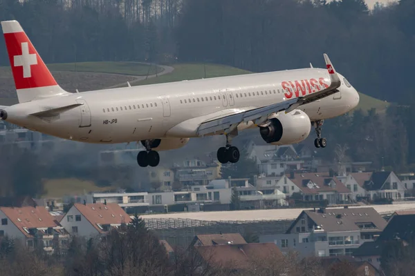 Zurych Szwajcaria Lutego 2022 Swiss International Airlines Airbus A321 271Nx — Zdjęcie stockowe