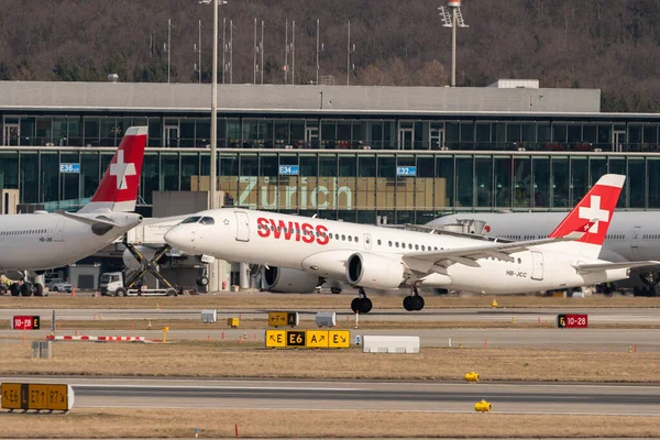 Zürich Schweiz Februari 2022 Swiss International Airlines Bombardier 300 Eller — Stockfoto
