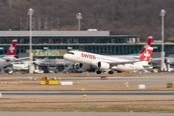 Zürich Schweiz Februari 2022 Swiss International Airlines Airbus A320 271N — Stockfoto