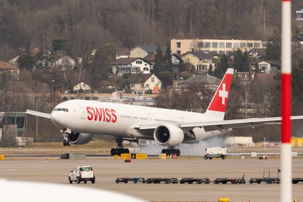 Цюрих Швейцарія Лютого 2022 Swiss International Airlines Boeing 777 300Er — стокове фото