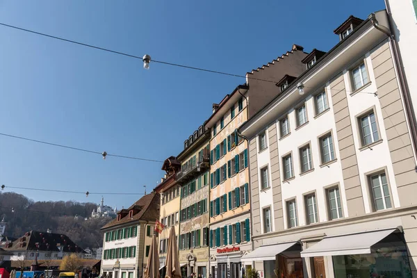 Lucerne Switzerland March 2022 Historic Architecture Buildings Old Part City — Stock Photo, Image