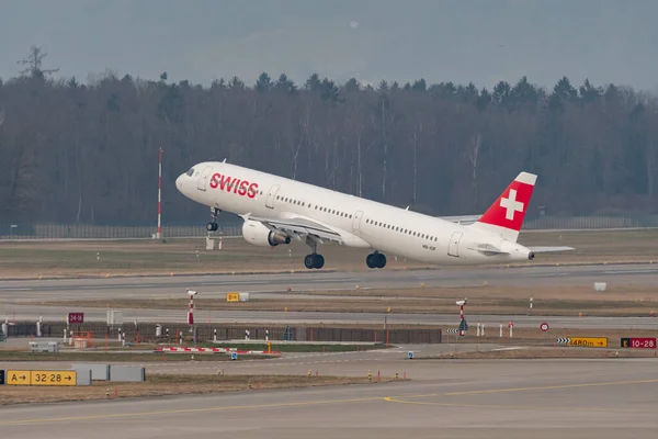 Zürich Schweiz Mars 2022 Swiss International Airlines Airbus A321 111 — Stockfoto