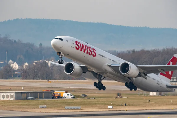 Zürich Schweiz Mars 2022 Swiss International Airlines Boeing 777 300Er — Stockfoto