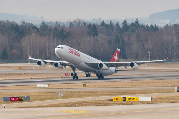 Zurique Suíça Março 2022 Swiss International Airlines Airbus A340 313 — Fotografia de Stock