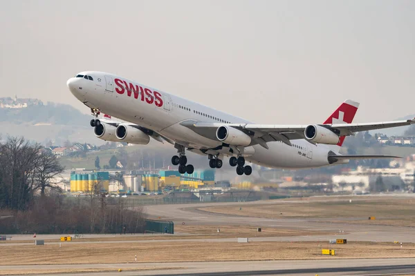 Zürich Schweiz März 2022 Swiss International Airlines Airbus A340 313 — Stockfoto