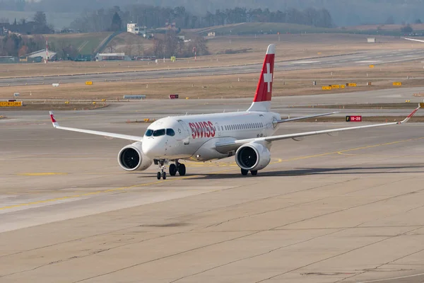 Zurique Suíça Março 2022 Swiss International Airlines Bombardier 100 A220 — Fotografia de Stock
