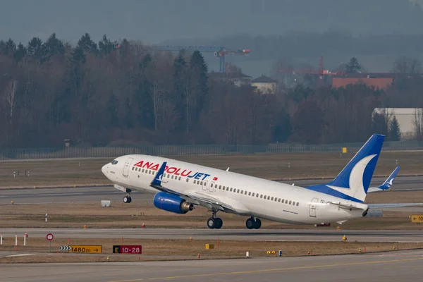 Zurique Suíça Março 2022 Aeronave Anadolujet Boeing 737 8F2 Parte — Fotografia de Stock