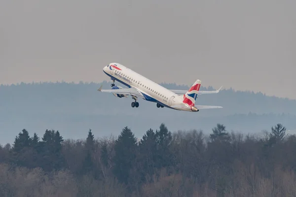 Zurich Suisse Mars 2022 British Airways Embraer 190 100Sr Décolle — Photo