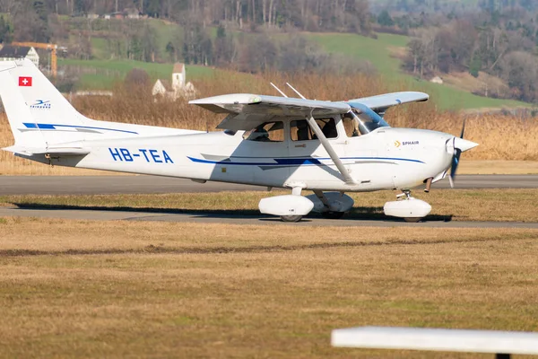 Wangen Lachen Švýcarsko Února 2022 Vrtule Cessna 172 Malém Letišti — Stock fotografie