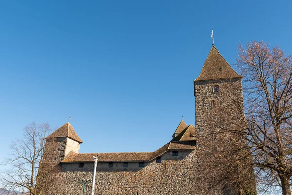 Rapperswil Suiza Febrero 2022 Castillo Histórico Centro Ciudad Día Soleado —  Fotos de Stock