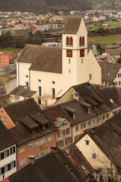 Sargans Suíça Março 2022 Vista Sobre Igreja Católica Partir Ponto — Fotografia de Stock