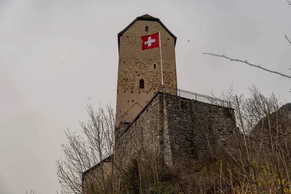 Саргани Швейцарія Березня 2022 Року Історичний Величний Старий Замок Пагорбі — стокове фото