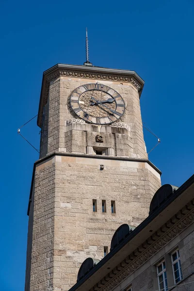 Saint Gallen Schweiz Mars 2022 Tornet Postkontoret Stadens Centrum Solig — Stockfoto