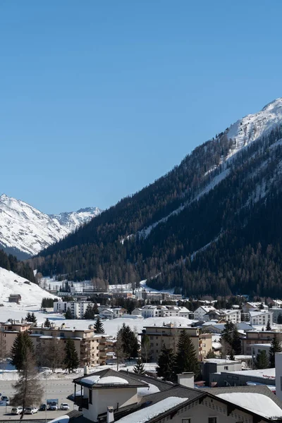 Davos Switzerland March 2022 View City Stunning Snow Covered Alps — Stock Photo, Image